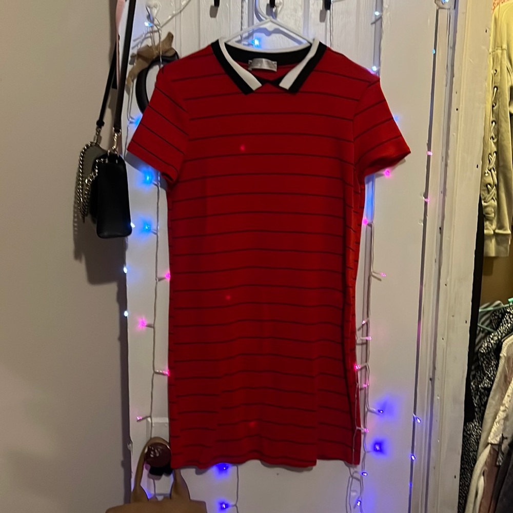 Black and red polo dress